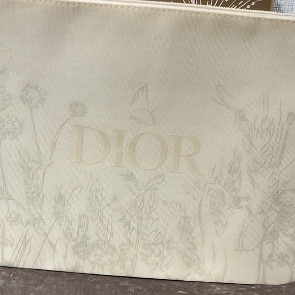Dior Cream Floral Embossed Pouch - Picture 1 of 5
